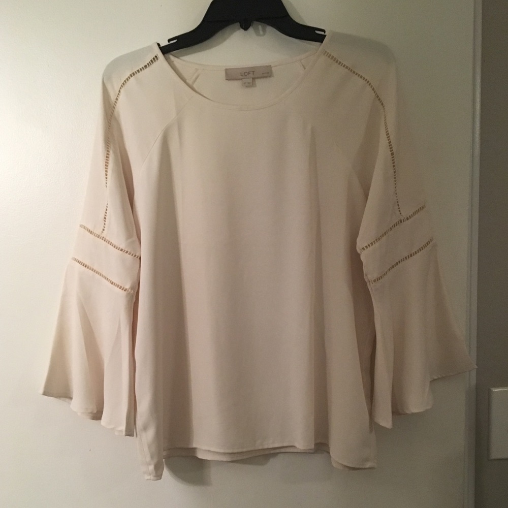 Cream colored bell sleeve top from LOFT, P small